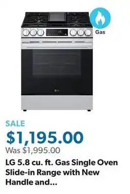 Sam's Club LG 5.8 cu. ft. Gas Single Oven Slide-in Range with New Handle and Printproof offer