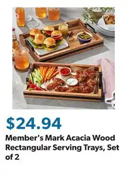 Sam's Club Member's Mark Acacia Wood Rectangular Serving Trays, Set of 2 offer