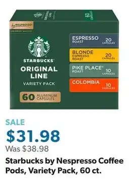 Sam's Club Starbucks by Nespresso Coffee Pods, Variety Pack, 60 ct offer