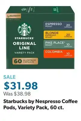 Sam's Club Starbucks by Nespresso Coffee Pods, Variety Pack, 60 ct offer