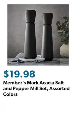 Sam's Club Member's Mark Acacia Salt and Pepper Mill Set, Assorted Colors offer