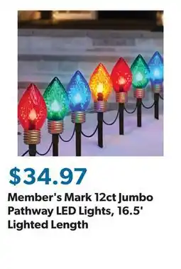 Sam's Club Member's Mark 12ct Jumbo Pathway LED Lights, 16.5' Lighted Length offer