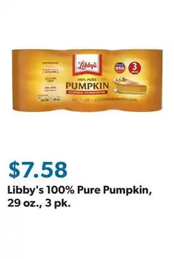 Sam's Club Libby's 100% Pure Pumpkin, 29 oz., 3 pk offer