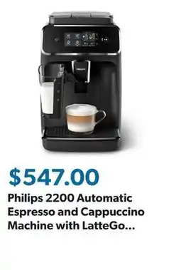 Sam's Club Philips 2200 Automatic Espresso and Cappuccino Machine with LatteGo Milk Frother offer