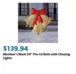 Sam's Club Member's Mark 54 Pre-Lit Bells with Chasing Lights offer