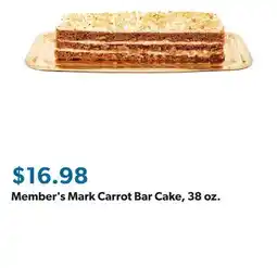 Sam's Club Member's Mark Carrot Bar Cake, 38 oz offer