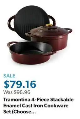 Sam's Club Tramontina 4-Piece Stackable Enamel Cast Iron Cookware Set (Choose Color) offer