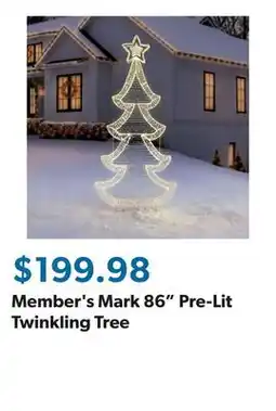 Sam's Club Member's Mark 86 Pre-Lit Twinkling Tree offer