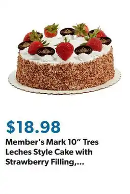 Sam's Club Member's Mark 10 Tres Leches Style Cake with Strawberry Filling, 86 oz offer