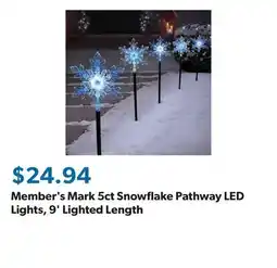 Sam's Club Member's Mark 5ct Snowflake Pathway LED Lights, 9' Lighted Length offer