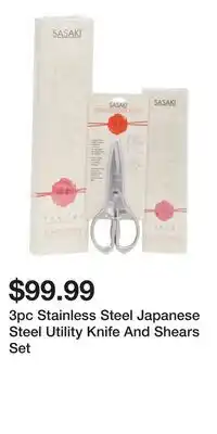 TJ Maxx 3pc Stainless Steel Japanese Steel Utility Knife And Shears Set offer