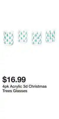 TJ Maxx 4pk Acrylic 3d Christmas Trees Glasses offer
