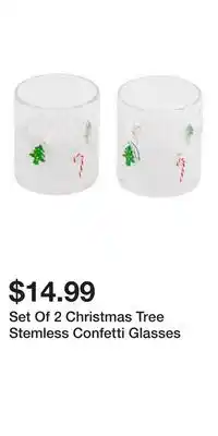 TJ Maxx Set Of 2 Christmas Tree Stemless Confetti Glasses offer
