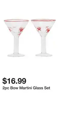 TJ Maxx 2pc Bow Martini Glass Set offer