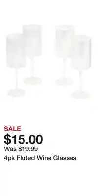 TJ Maxx 4pk Fluted Wine Glasses offer