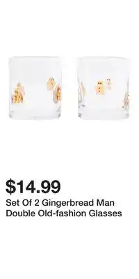 TJ Maxx Set Of 2 Gingerbread Man Double Old-fashion Glasses offer