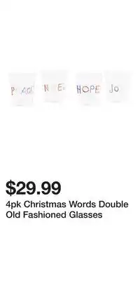 TJ Maxx 4pk Christmas Words Double Old Fashioned Glasses offer