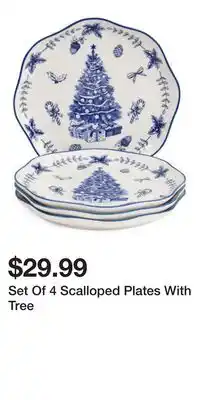 TJ Maxx Set Of 4 Scalloped Plates With Tree offer