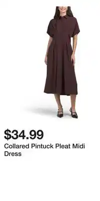 TJ Maxx Collared Pintuck Pleat Midi Dress offer