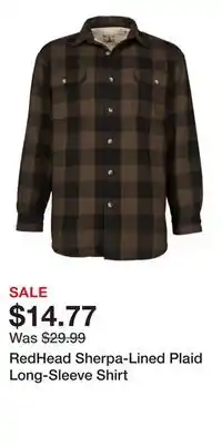 Cabela's RedHead Sherpa-Lined Plaid Long-Sleeve Shirt offer