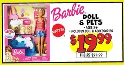Ollie's Barbie DOLL E PETS offer