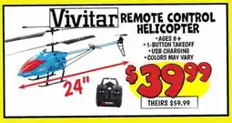 Ollie's Vivitar REMOTE CONTROL HELICOPTER offer