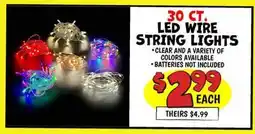 Ollie's 30 CT. LED WIRE STRING LIGHTS offer