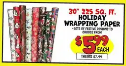 Ollie's 30 225 SQ. FT. HOLIDAY WRAPPING PAPER offer