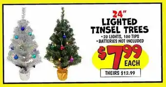 Ollie's 24 LIGHTED TINSEL TREES offer
