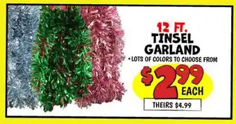 Ollie's 12 FT. TINSEL GARLAND offer