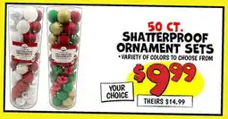 Ollie's 50 CT SHATTERPROOF ORNAMENT SETS offer