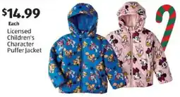 Aldi Licensed Children's Character Puffer Jacket offer