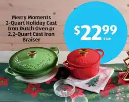 Aldi Merry Moments 2-Quart Holiday Cast Iron Dutch Oven or 2.2-Quart Cast Iron Braiser offer