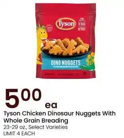 Albertsons Tyson Chicken Dinosaur Nuggets With Whole Grain Breading offer