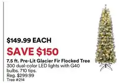 Michaels 7.5 ft. Pre-Lit Glacier Fir Flocked Tree offer