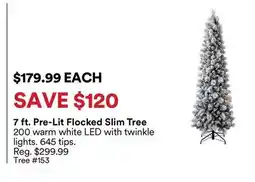 Michaels 7 ft. Pre-Lit Flocked Slim Tree offer