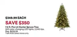 Michaels 7.5 ft. Pre-Lit Hunter Spruce Tree offer