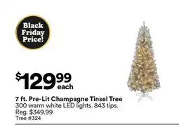 Michaels 7 ft. Pre-Lit champagne Tinsel Tree offer
