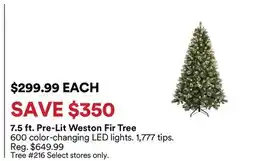 Michaels 7.5 ft. Pre-Lit Weston Fir Tree offer
