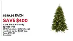 Michaels 7.5 ft. Pre-Lit Melody Spruce Tree offer