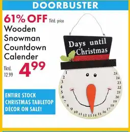 Boscov's Wooden Snowman Countdown Calender offer