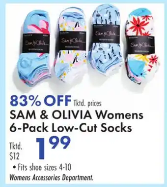 Boscov's SAM & OLIVIA Womens 6-Pack Low-Cut Socks offer