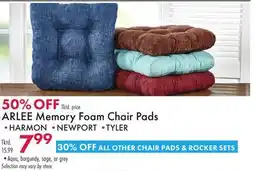 Boscov's ARLEE Memory Foam Chair Pads offer