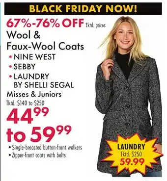 Boscov's Wool & Faux-Wool Coats offer