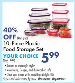Boscov's 10-Piece Plastic Food Storage Set offer