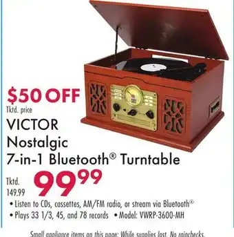 Boscov's VICTOR Nostalgic 7-in-1 Bluetooth Turntable offer
