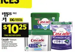 Dollar General Cascade Platinum or Platinum Plus Automatic Dishwasher Detergent ActionPacs offer