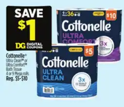 Dollar General Cottonelle Ultra Clean TM or Ultra Comfort TM Bath Tissue offer