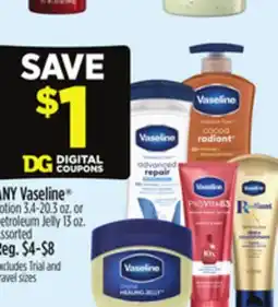 Dollar General ANY Vaseline Lotion 10-20.3 oz. or Petroleum Jelly 13 oz offer