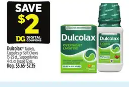 Dollar General Dulcolax Tablets, Capsules or Soft Chews 15-25 ct., Suppositories 4 ct. or Liquid 12 oz offer